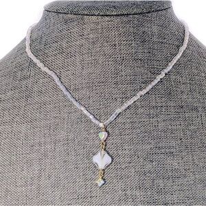 Aurora Borealis & Glass Pendant Beaded Necklace